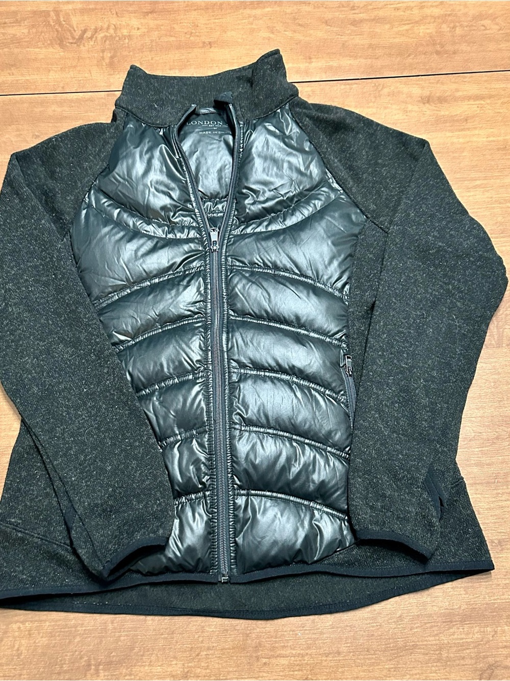 London Fog Black Quilted Hybrid Puffer Jacket